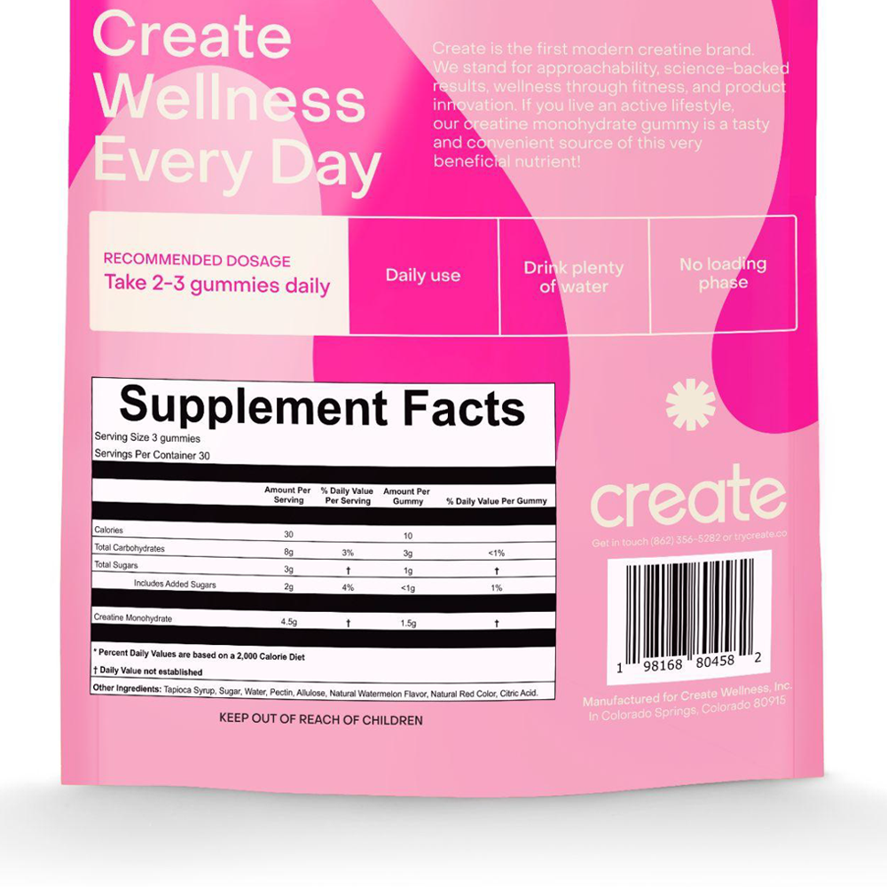 Creatine Monohydrate Gummies Watermelon - 90 Count (Wholesale)
