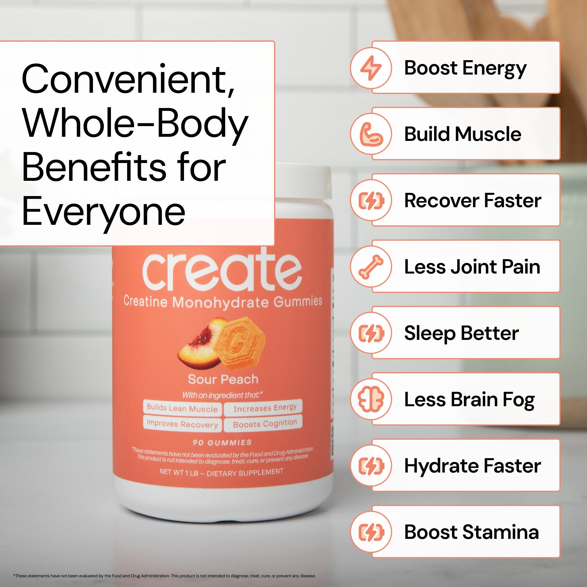 Sour Peach - Core Create Creatine Monohydrate Gummies