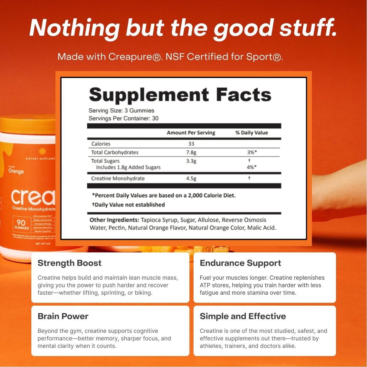 Triple Tone Trio - Core Creatine Monohydrate Gummies - Watermelon, Sour Cherry, and Orange