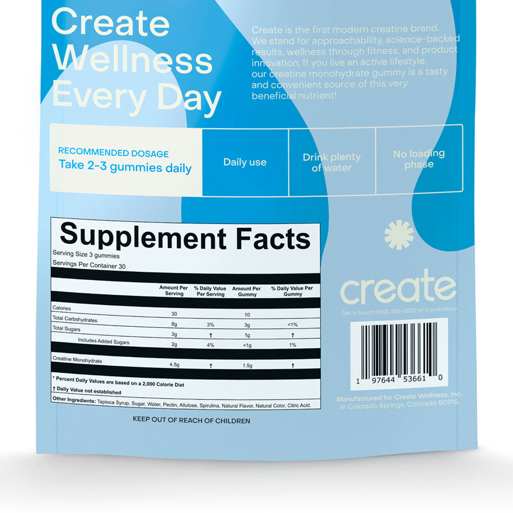 Creatine Monohydrate Gummies Blue Raspberry - 90 Count (Wholesale)