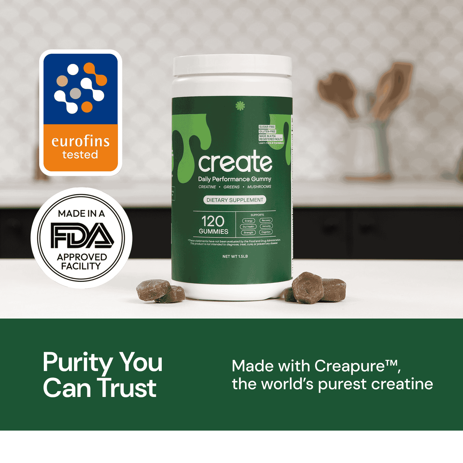 Daily Performance Gummies - Creatine, Mushrooms, Greens, and Vitamins