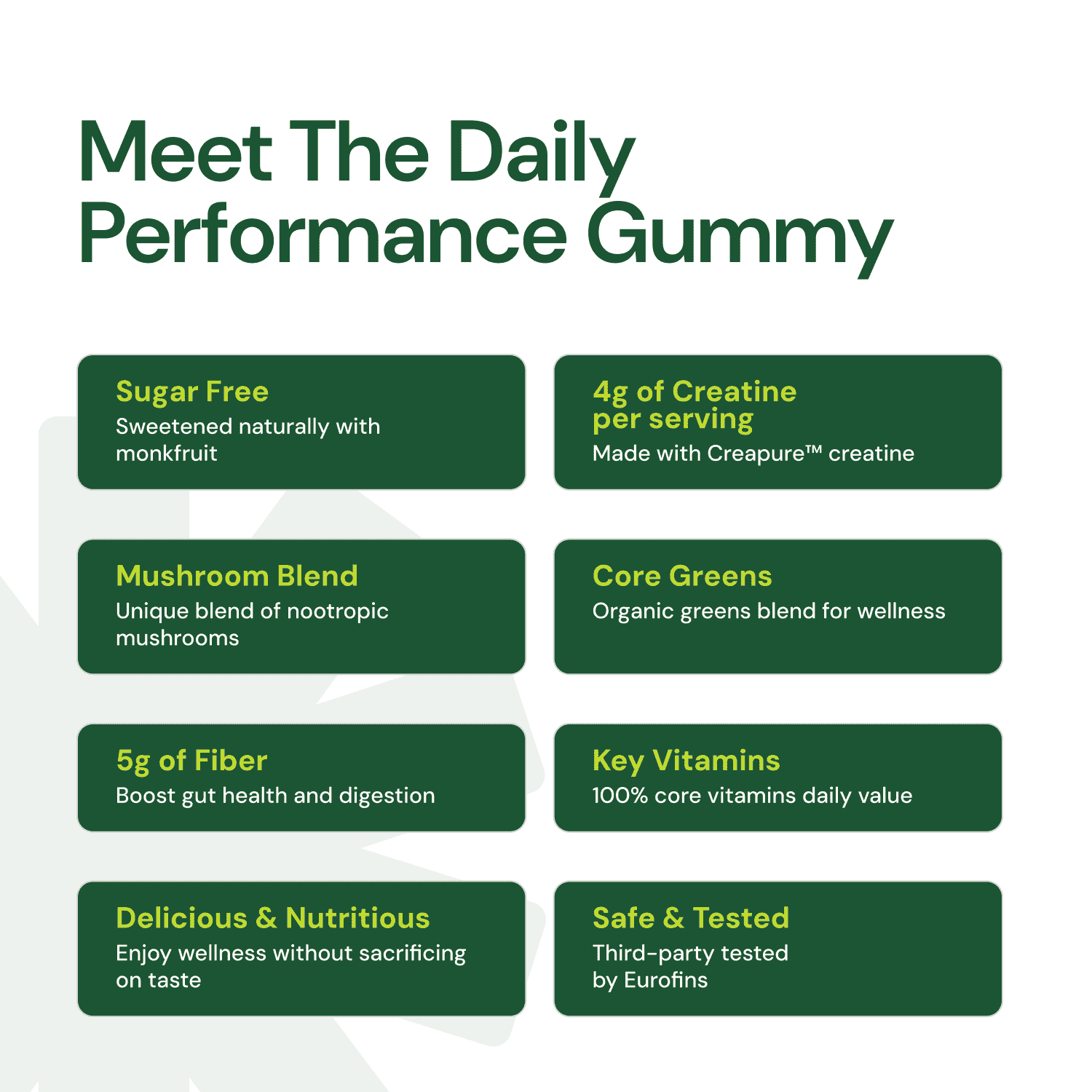 Daily Performance Gummies - Creatine, Mushrooms, Greens, and Vitamins