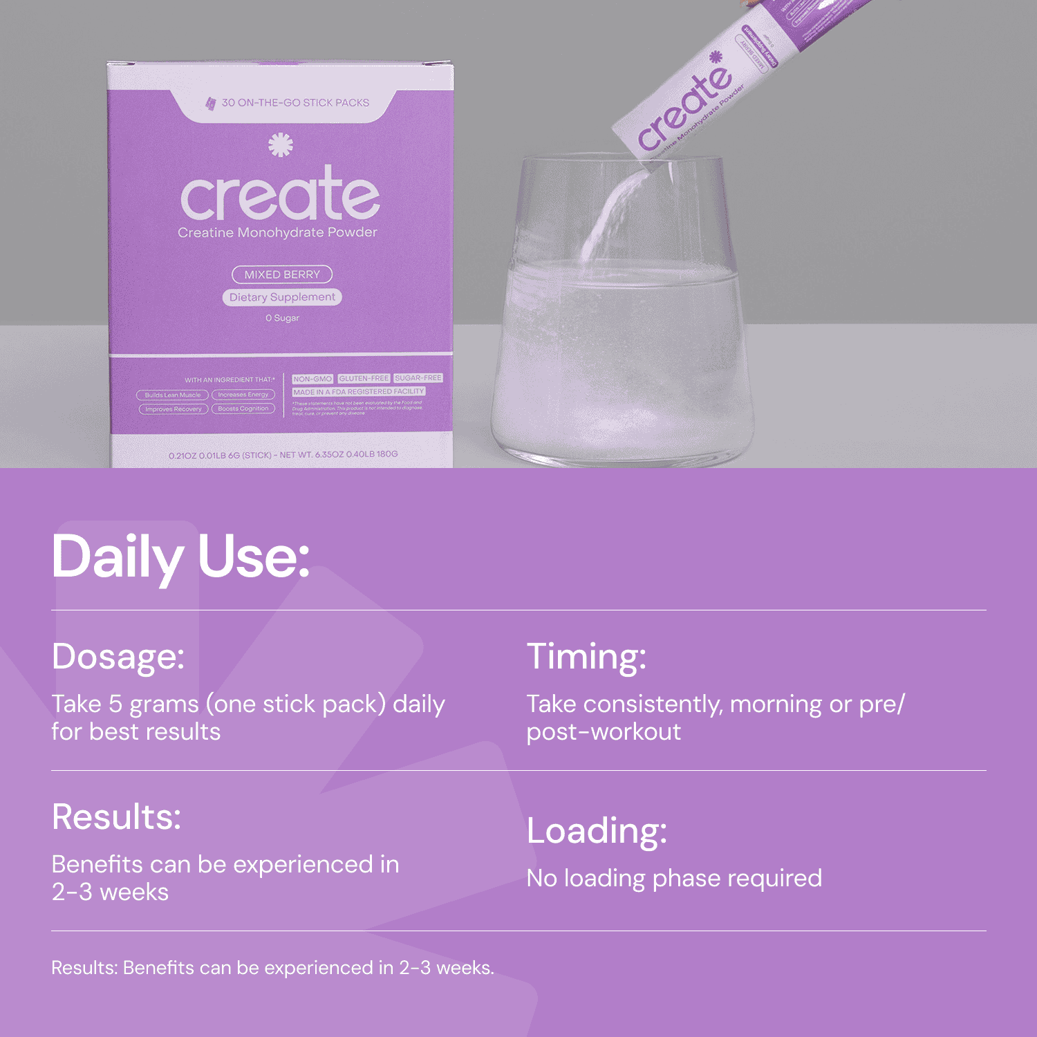 Single Serve Creatine Powder Starter - Lemon Lime + Unflavored + Mixed Berry
