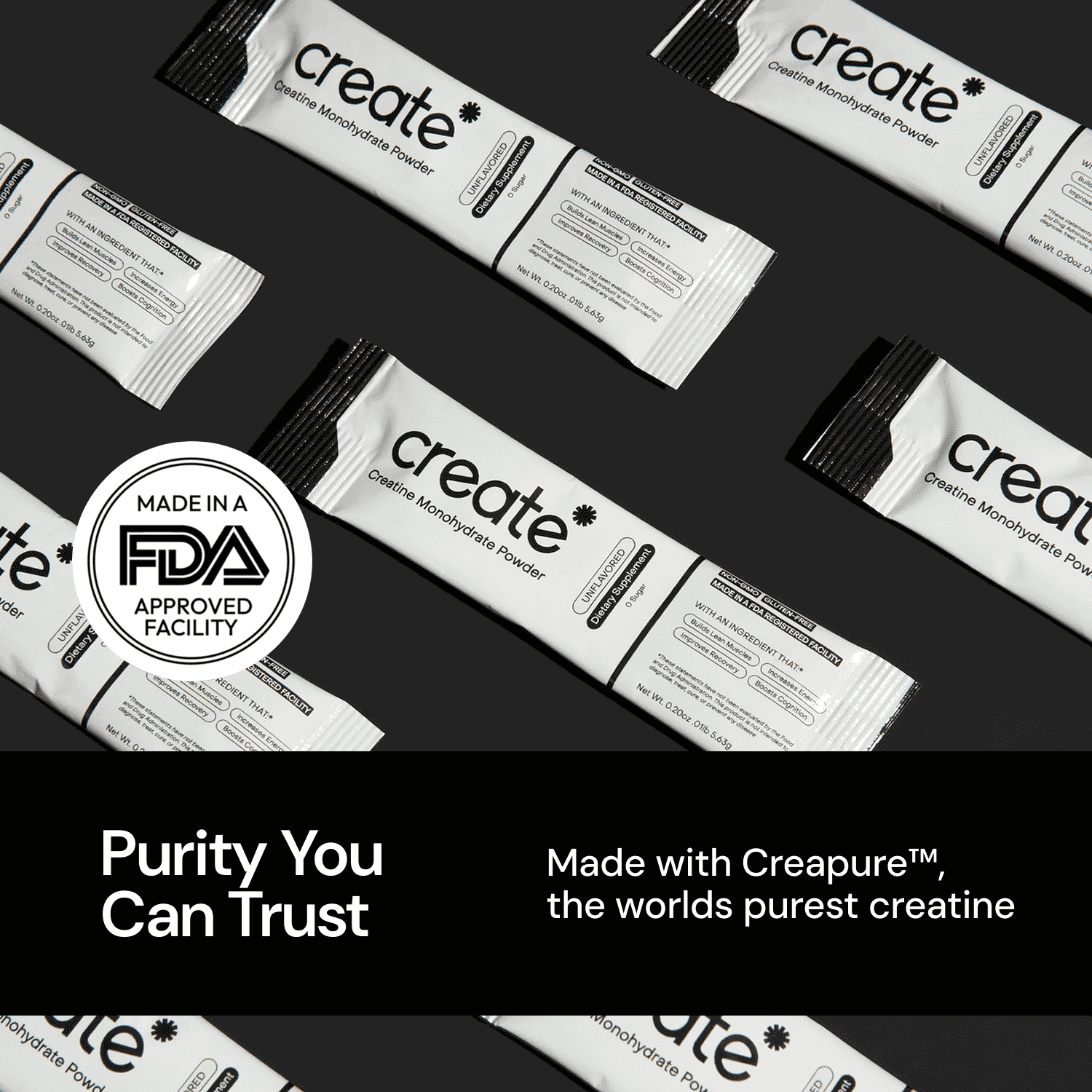 Single Serve Creatine Powder - Unflavored - 30 Count