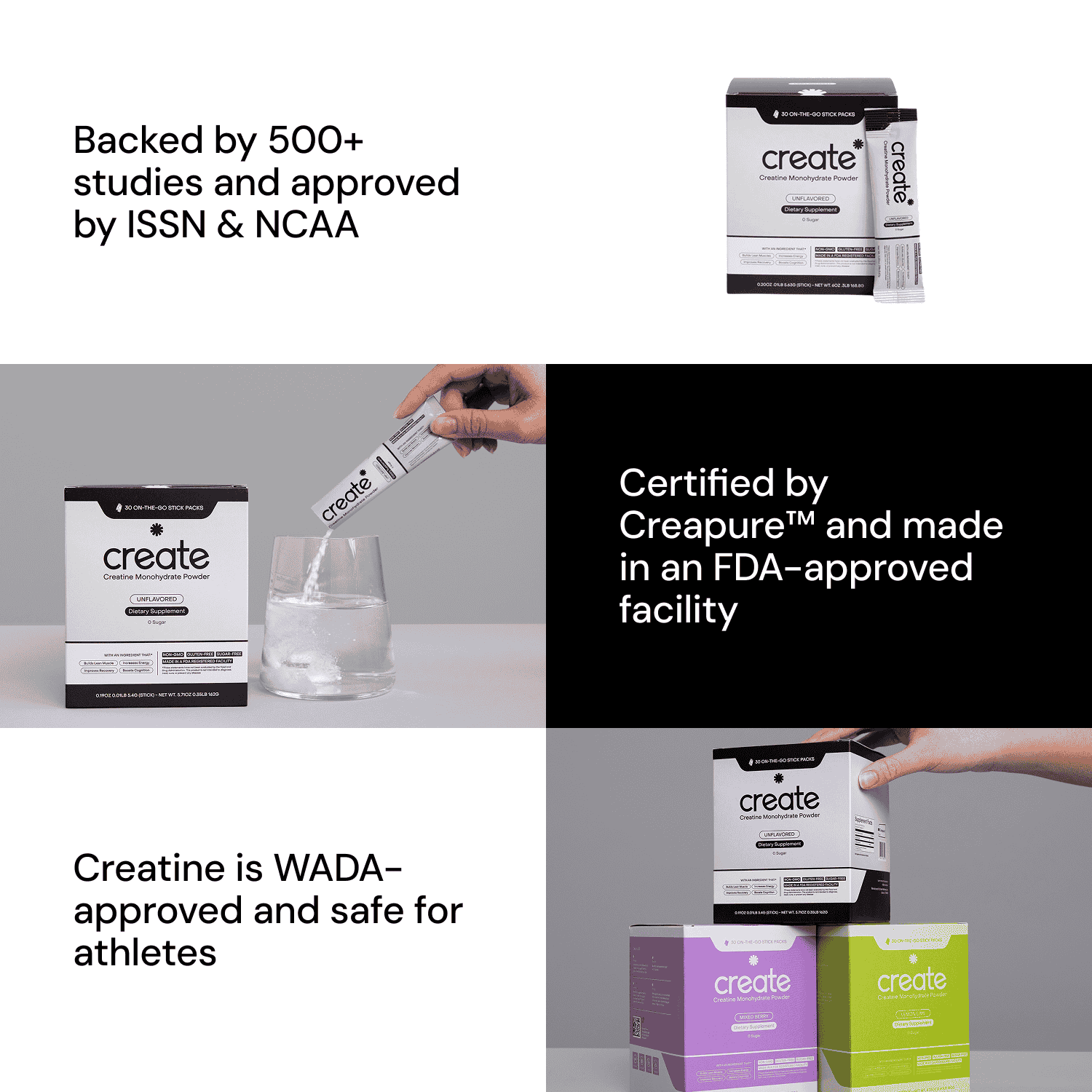 Single Serve Creatine Powder - Unflavored - 30 Count
