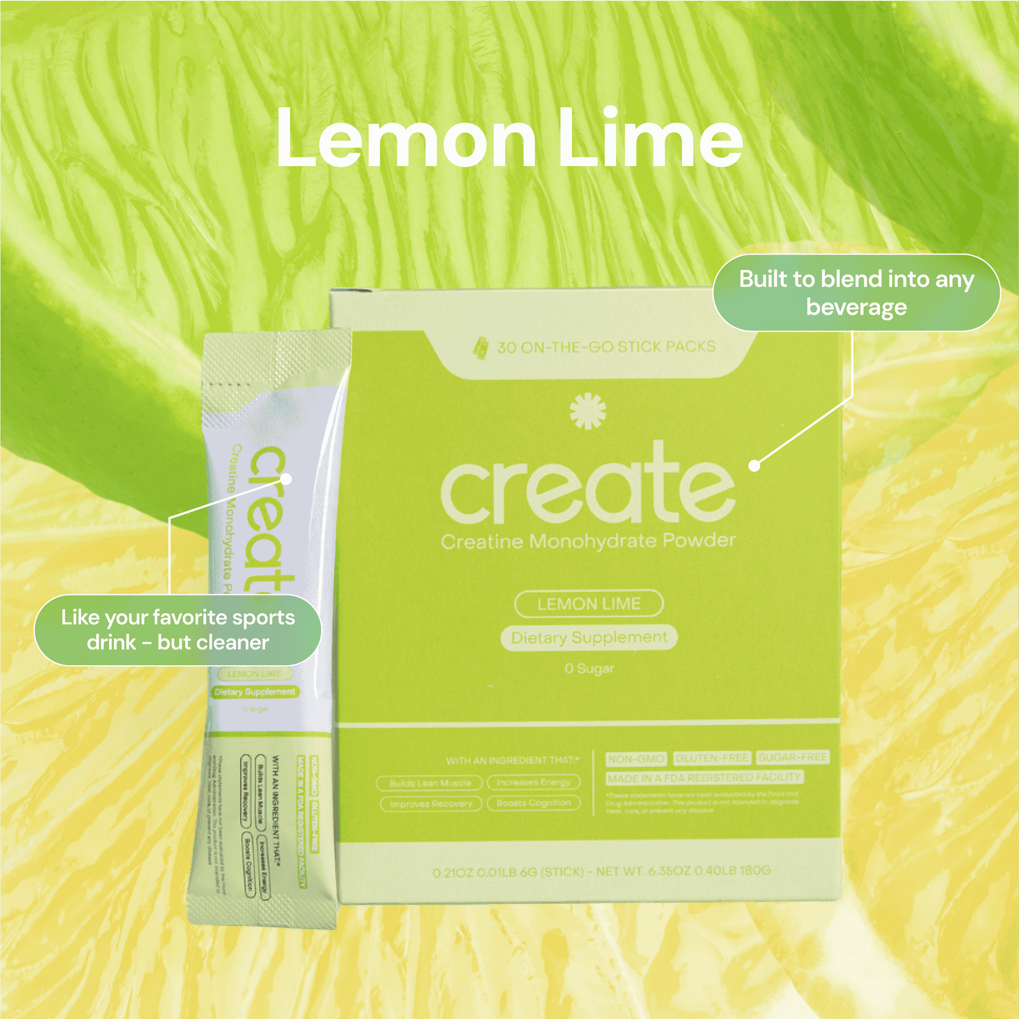 Lemon Lime Single Serve Creatine Powder