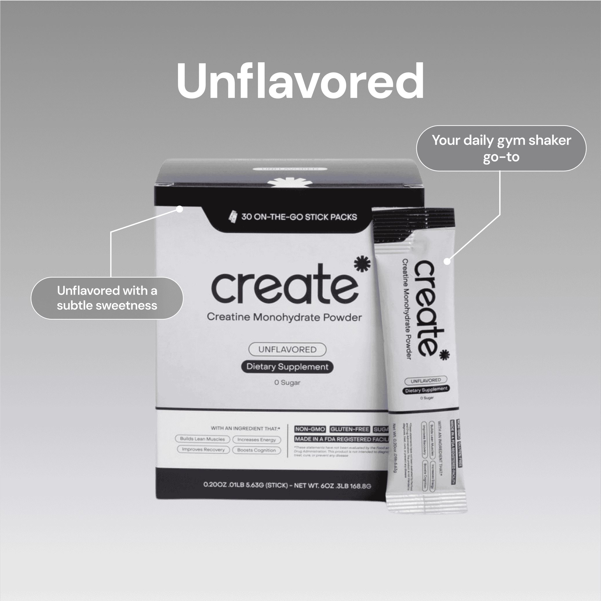 Single Serve Creatine Powder Starter - Lemon Lime + Unflavored + Mixed Berry