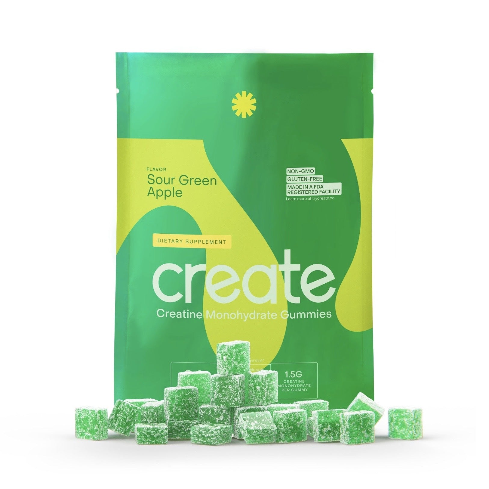 Creatine Monohydrate Gummies Sour Green Apple (90 Count)