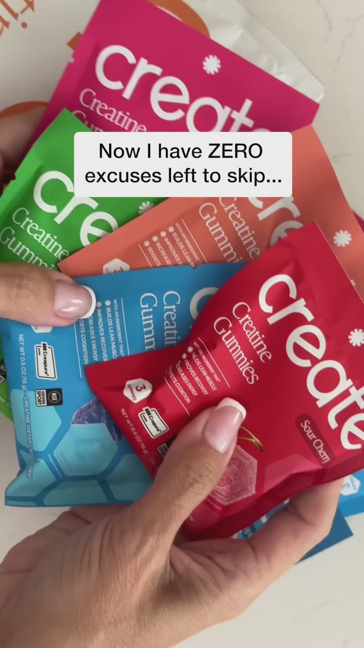 A hand full of Create flavor packs